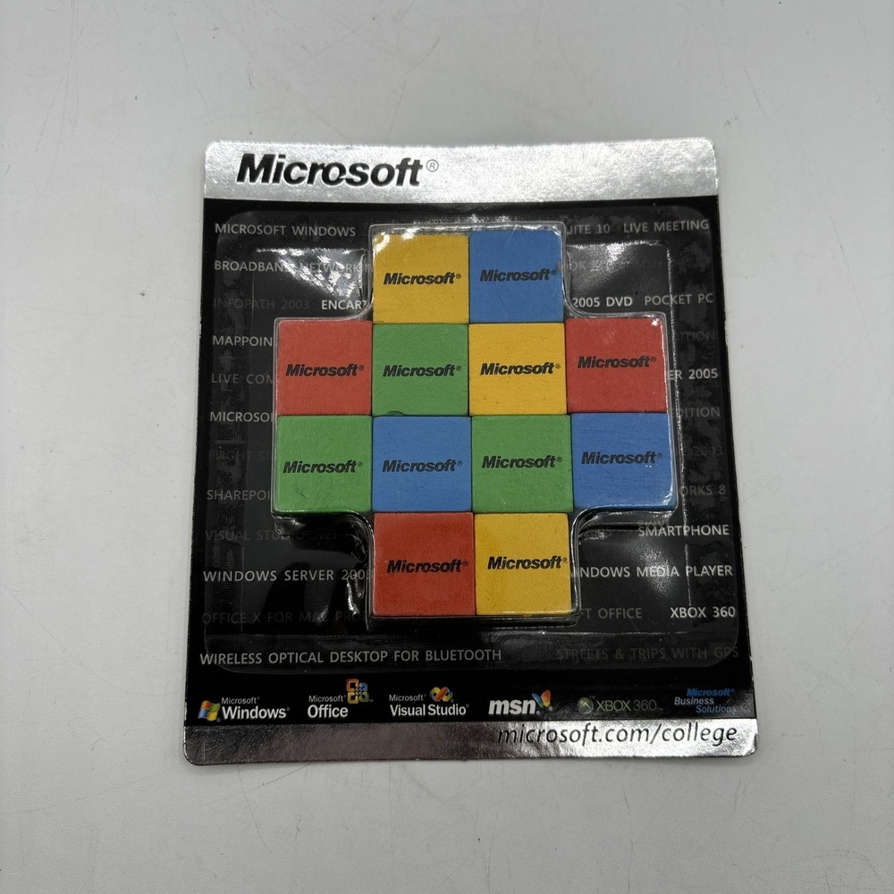 Microsoft Wood Cube Puzzle Advertising Windows colors RYGB unopened